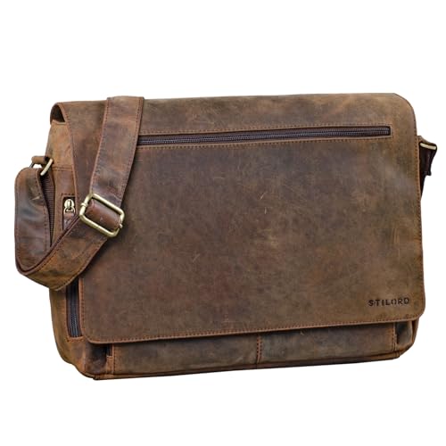 STILORD 'Jan' 15,6 Zoll Laptoptasche Leder Herren Damen Umhängetasche Unitasche Aktentasche Freizeit Bürotasche weiches Vintage Leder, Farbe:colorado - braun von STILORD