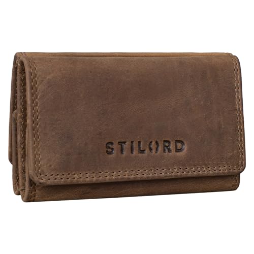 STILORD 'Jean' Schlüsseltasche Leder Groß Vintage Schlüsseletui mit Schlüsselringen Mini Kartenetui RFID Key Organizer Schlüsselmappe Echt Leder, Farbe:mittel - braun von STILORD