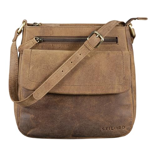 STILORD 'Jodie' Leder Umhängetasche Damen Vintage Handtasche Elegante Ledertasche Crossbody Bag Frauen Schultertasche Tasche Klein Echtleder, Farbe:Torino - braun von STILORD