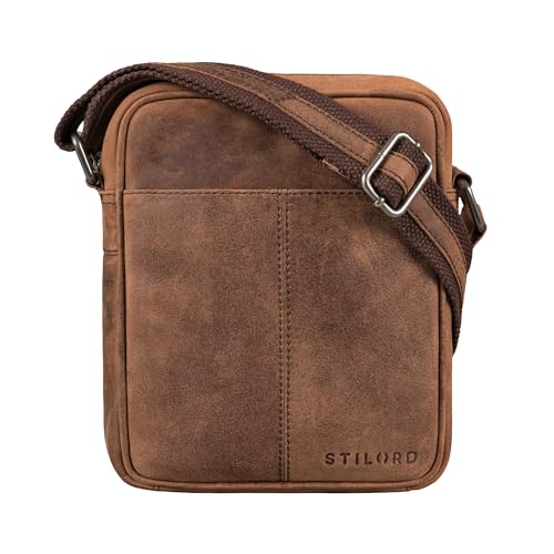 STILORD 'Jude' Herren Umhängetasche Klein Leder Vintage Tasche Messenger Bag Herrentasche zum Umhängen Crossbody Bag Echtleder Schultertasche Männer, Farbe:eichen - braun von STILORD