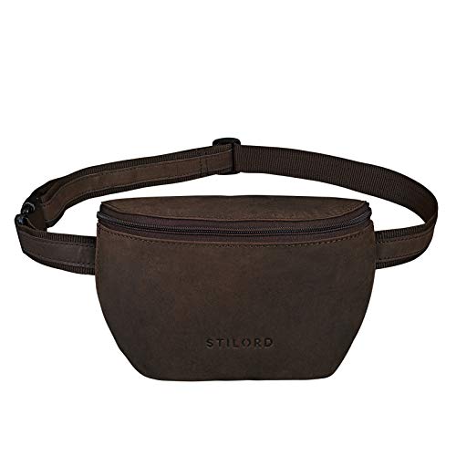 STILORD 'Jules' Gürteltasche Leder klein Vintage Bauchtasche Reisetasche für Herren Damen Hüfttasche für Party Festival Konzert und Handy, Farbe:matt - Dunkelbraun von STILORD