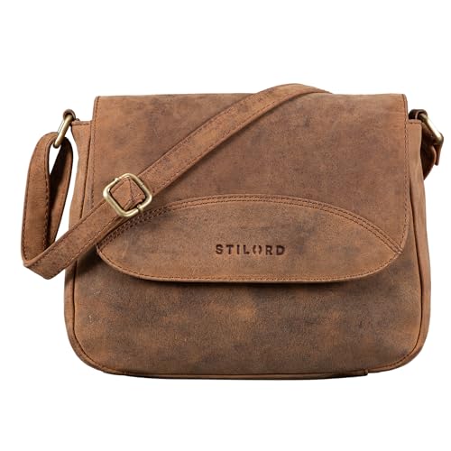 STILORD 'Juliet' Umhängetasche Damen Leder klein Vintage Handtasche Schultertasche Freizeittasche Crossbag Shopper Tasche elegant zum Umhängen, Farbe:torino - braun von STILORD