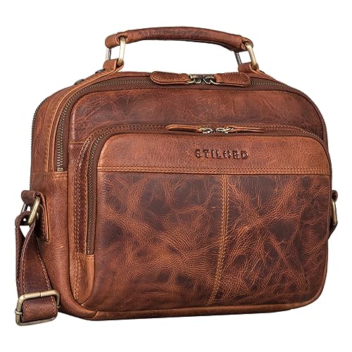 STILORD 'Kuno' Umhängetasche Herren Leder klein Kameratasche Männer Businesstasche Vintage Messenger Bag Echtleder Schultertasche, Farbe:kara - cognac von STILORD