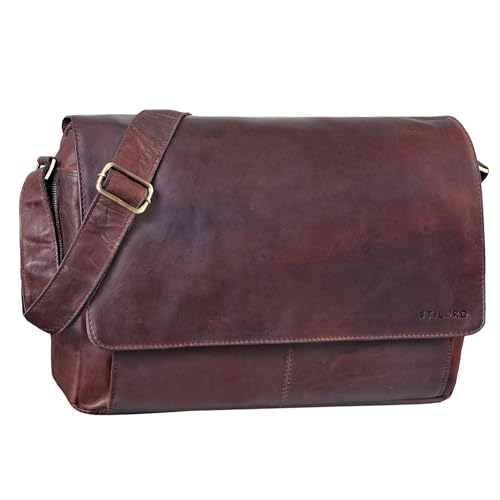 STILORD 'Lonzo' Vintage Umhängetasche echtes Büffel-Leder Messenger Bag für Herren und Damen Unitasche Büro Business Studium Leder, Farbe:Ebenholz - braun von STILORD