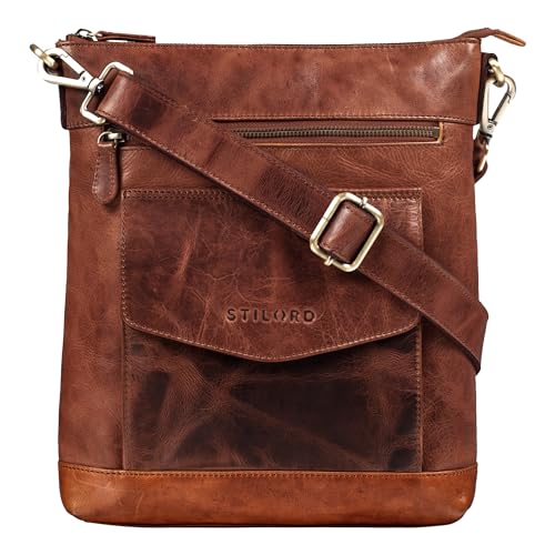 STILORD 'Mailo' Vintage Ledertasche Moderne Umhängetasche für Damen und Herren Schultertasche für 13 Zoll Macbook Handtasche echtes Leder, Farbe:kara - cognac von STILORD