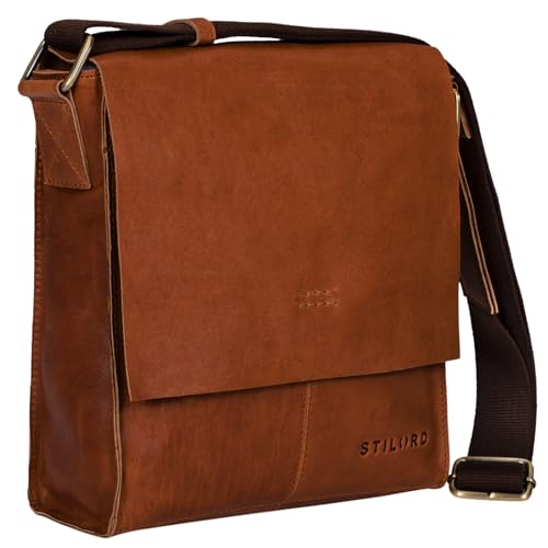 STILORD 'Malte' Kleine Messenger Bag Leder Herren Vintage Schultertasche Umhängetasche für 9.7 Zoll Tablet iPad Handtasche A5 echtes Rindsleder, Farbe:Ocker - braun von STILORD