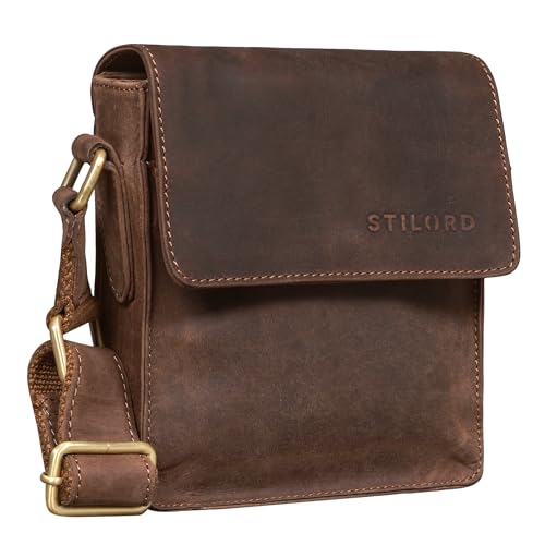 STILORD 'Nate' Herrentasche Leder klein Umhängetasche Schultertasche Männer Handtasche Messenger Bag Vintage echtes Leder, Farbe:Veleta - braun von STILORD