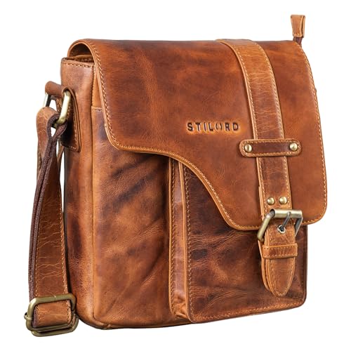 STILORD Umhängetasche aus Leder cognac - Schultertasche - Vintage Ledertasche für Männer - Herren Messenger Bag 'Nino' von STILORD