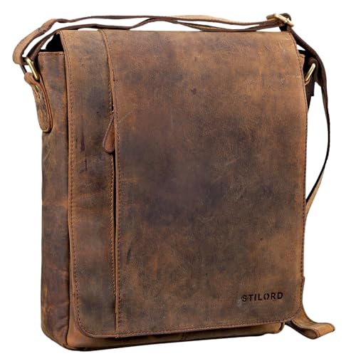 STILORD 'Paul' Umhängetasche Herren Leder Hochformat Messenger Bag im Vintage Design Ledertasche für 13,3 Zoll MacBook iPad DIN A4 Herrentasche Echtleder, Farbe:Colorado - braun von STILORD