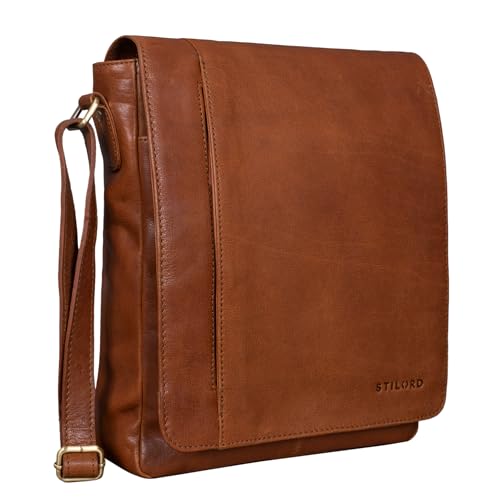 STILORD 'Paul' Umhängetasche Herren Leder Hochformat Messenger Bag im Vintage Design Ledertasche für 13,3 Zoll MacBook iPad DIN A4 Herrentasche Echtleder, Farbe:maraska - braun von STILORD