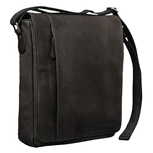 STILORD 'Paul' Umhängetasche Herren Leder Hochformat Messenger Bag im Vintage Design Ledertasche für 13,3 Zoll MacBook iPad DIN A4 Herrentasche Echtleder, Farbe:matt - Dunkelbraun von STILORD