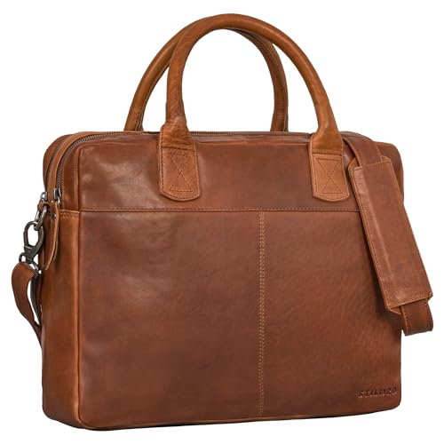 STILORD 'Performance' Vintage Aktentasche Echtleder Herren Damen Büro Uni Umhängetasche Business Notebook Leder Laptoptasche 15,6 Zoll Arbeitstasche, Farbe:sila - braun von STILORD