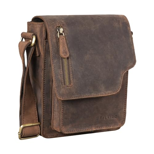 STILORD 'Pete' Umhängetasche Leder klein Männer Schultertasche Vintage Messenger Bag Herren 8,4 Zoll Tablettasche echtes Leder, Farbe:Zamora - braun von STILORD