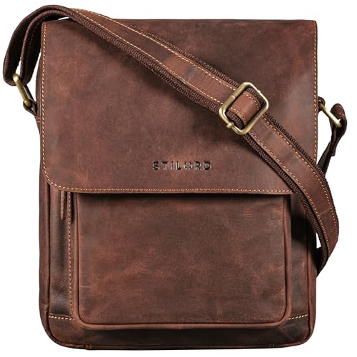 STILORD 'Ragnar' Kleine Umhängetasche Herren Leder Herrenhandtasche zum Umhängen Schultertasche Männer Tablet Tasche Messenger Bag Tasche klein, Farbe:veleta - braun von STILORD