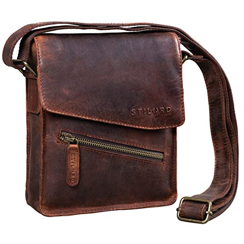 STILORD Umhängetasche aus Leder braun - 8 Zoll Schultertasche - Vintage Ledertasche für Männer - Herren Messenger Bag 'Steve' von STILORD