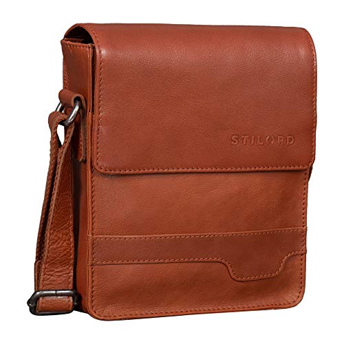 STILORD 'Sven' Herrenhandtasche Leder Umhängetasche klein Schultertasche Männer 8 Zoll Tablet Herren-Tasche Messenger Bag DIN A5 Echtes Leder, Farbe:vegetabil - Brandy von STILORD