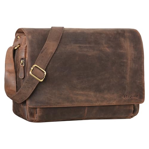 STILORD Vintage Umhängetasche aus Leder braun - 15 Zoll Laptoptasche für Büro, Uni, Office, Schule - DIN A4 Schultertasche 'Tom' von STILORD