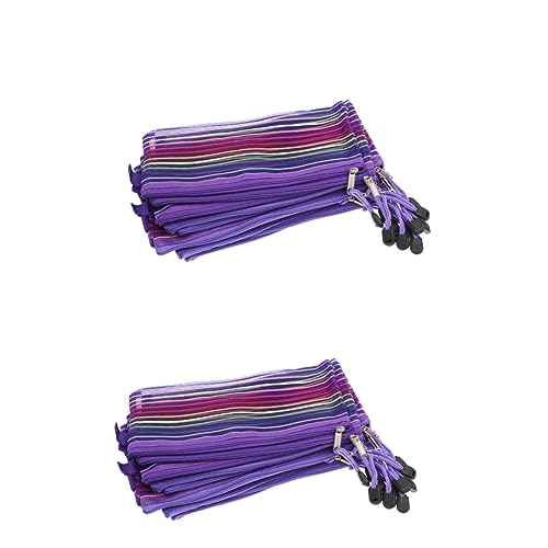 STOBOK Halter 24 STK Clutch- Federmäppchen Aus Nylon Beutel Mit Regenbogenstreifen Bunte Streifentasche Aktentasche Tasche Für Stifte Aufbewahrungskiste Reißverschluss Violett A4 von STOBOK