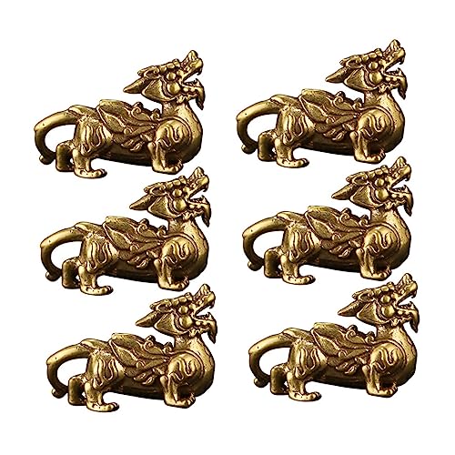 STOBOK 6 Stk Ornament-Dekoration Feng-Shui-Statue Chi-Lin-Figur Golddekor Schlüsselanhänger Glücksbringer Auto Dekorationen Schreibtisch schmücken Kupferverzierungen Skulptur von STOBOK