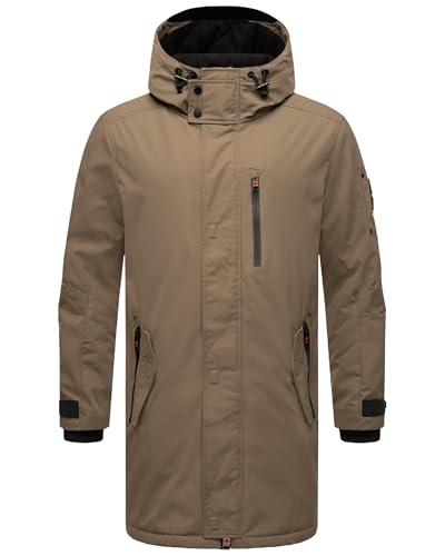 STONE HARBOUR Herren Outdoorjacke warm gefüttert leichte Winterjacke lang mit Kapuze Lanzoo Stone Brown Gr. L von STONE HARBOUR