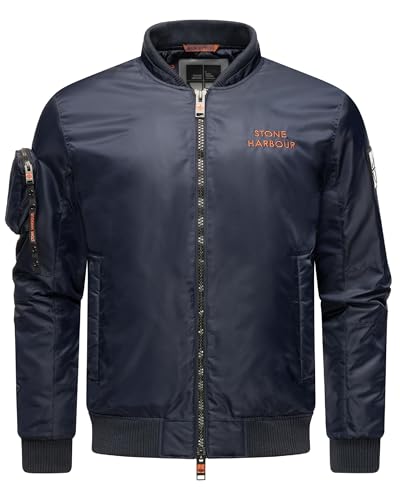 STONE HARBOUR mitteldick gefütterte Herren Übergangsjacke Kurze Bomberjacke mit praktischer Ärmeltasche Berkoo Navy Gr. XXL von STONE HARBOUR