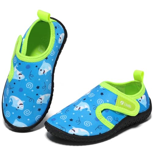 STQ KIDS Badeschuhe Kinder Schwimmschuhe Jungen Wasserschuhe with Klettverschluss Strandschuhe Blau EU20 von STQ KIDS