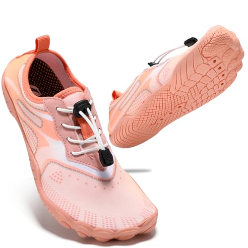 STQ Badeschuhe Damen Wasserschuhe Herren Schwimmschuhe Strandschuhe Aqua Barfuss Schuhe Pink EU38 von STQ