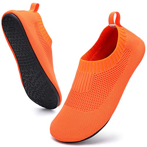 STQ Hasusschuhe Damen Snearkers Rutschfest Pantoffeln Bequem Atmungsaktiv Hüttenschuhe Slip on Sandalen Orange 36/37 von STQ