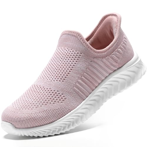 STQ Slip on Schuhe Damen Sneaker Bequem Atmungsaktive Soft Memory Foam Turnschuhe Pink 39 EU von STQ