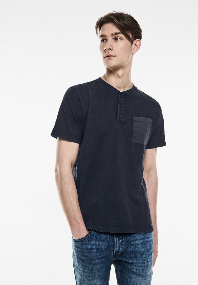 STREET ONE MEN T-Shirt mit Brusttaschen und Knopfleiste von STREET ONE MEN