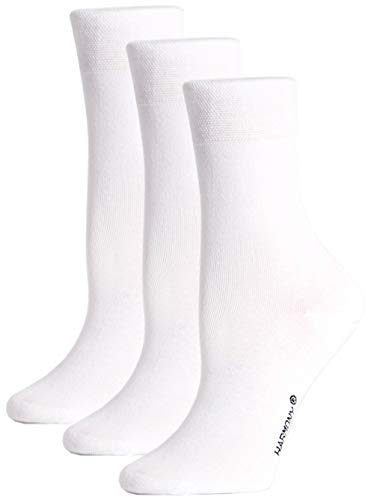 STRUMPFEXPRESS 6 PAAR Damen Luxus-Socken Strümpfe Söckchen ohne Gummi Baumwolle mit Elasthan (35-38, weiß) von STRUMPFEXPRESS