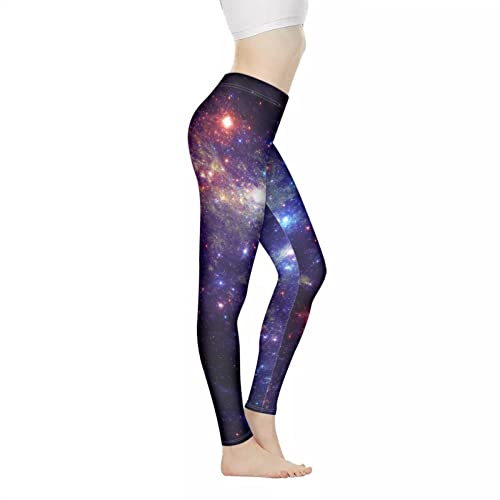 STUOARTE Yogahose mit hoher Taille für Damen, Bauchkontrolle, Workout, Laufen, Yoga, Leggings, volle Länge, Space Galaxy – Blau, XS von STUOARTE