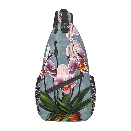 Blooming Orchids Rucksäcke, Herren und Damen, Brusttaschen, Crossbody-Taschen, Wandern, modische Schultertaschen, Outdoor-Sport, Schwarz, Einheitsgröße, Kreuz-Brusttasche diagonal von STejar