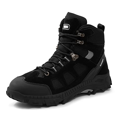 SUADEX Arbeitsschuhe Herren Sicherheitsschuhe Damen Winter Hoch Sicherheitsstiefel Arbeitsschutzschuhe Stahlkappenschuhe mit Stahlkappe, 47 EU Schwarz von SUADEX