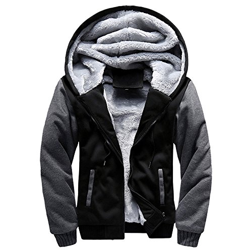 SUCES Herren Camouflage Hoodie Winter warme Fleece Zipper Sweater Jacke Outwear Mantel Kapuzenpullover Gefütterte Sweatjacke Zip-Hoodie Jacke mit Kapuze Winter Kapuzenpullis (3XL, Schwarz) von SUCES