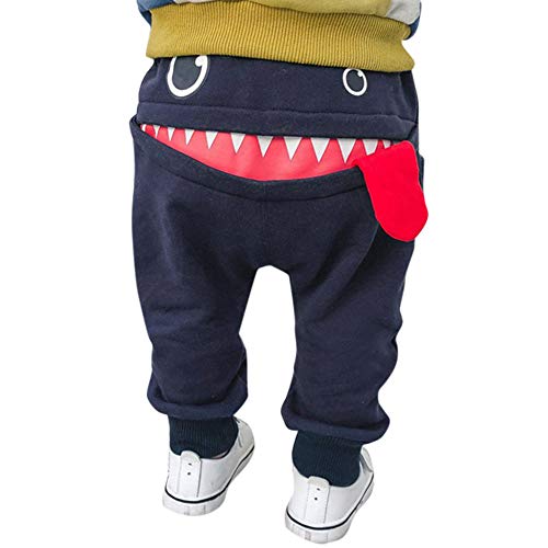 SUCES Kinder Hosen Unisex Süß Jogginghose Jungen Baumwolle Dick Elastische Leggings Mädchen Warm Gefütterte Sporthose(Marine,100) von SUCES