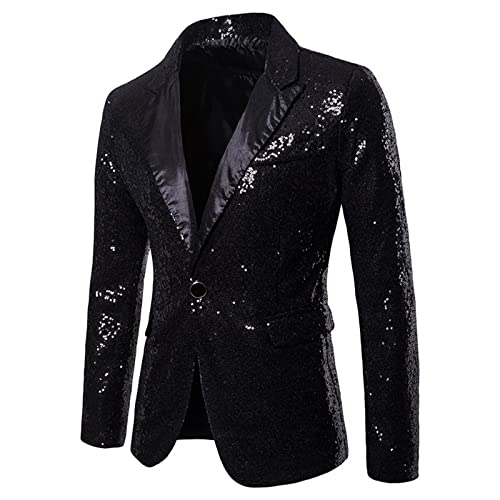 SUCES Modisch Herren Pailletten Blazer Gold Glitzer Sakko Anzugjacke Premium Slim Fit Herrenjacke Smokingjacken Herrensakko Männer Anzugjacken für Hochzeit Smoking von SUCES