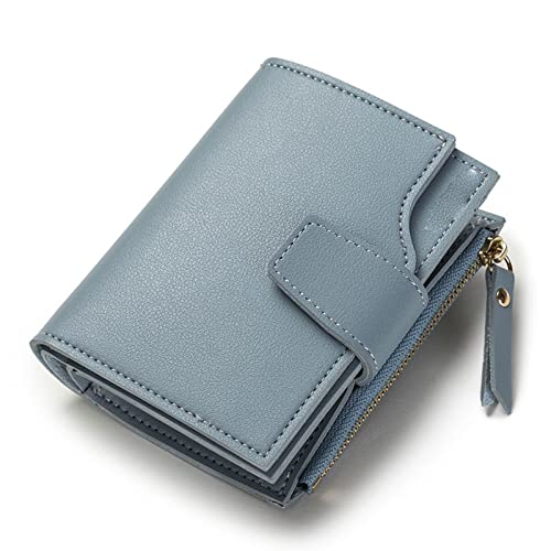 SUICRA Damen Geldbörse Massivfarbe Frauen Kurze Brieftasche Kurze Reißverschluss Geldbörse Geld Tasche Leder Münze Geldbörse Damen Brieftasche Weibliche Haspe Mini Clutch for Mädchen (Color : Blue) von SUICRA