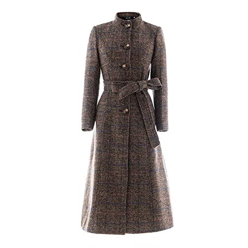 SUKORI Trenchcoat Damen Wollmantel Hochwertige klassische lange Wollmäntel neue Trench Herbst Winter Oberbekleidung karierte Mäntel (Size : L) von SUKORI