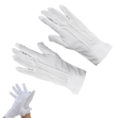 SULIVES Weiße Baumwollhandschuhe mit Schnappverschluss, weiß genähte Baumwollhandschuhe für Hochzeit, Server, Parade, formelle Wache, Polizei, formelle Smoking, Schmuckinspektion, weiß, Einheitsgröße SULIVES Weiße Baumwollhandschuhe mit Schnappverschluss, weiß genähte Baumwollhandschuhe für Hochzeit, Server, Parade, formelle Wache, Polizei, formelle Smoking, Schmuckinspektion, weiß, Einheitsgröße von SULIVES