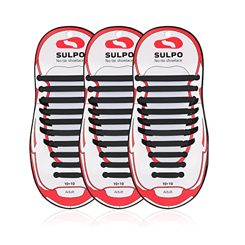 SULPO 3 Paar Schnürsenkel Ohne Binden - Elastische Silikonschnürsenkel – Schnürsenkelersatz, Schleifenlose Schuhbänder – Gummischnürsenkel für Damen, Herren & Kinder Schuhe von SULPO