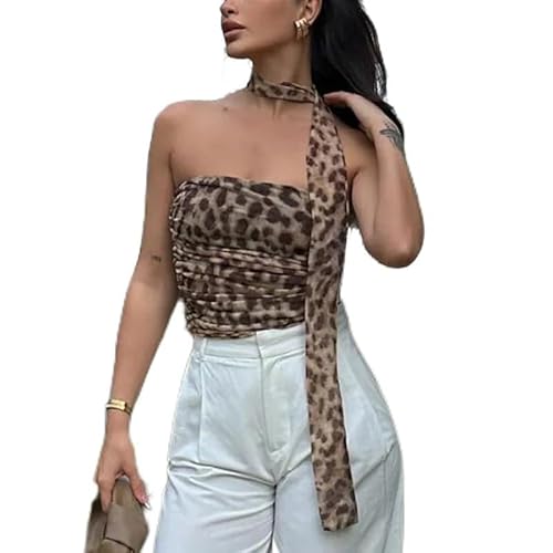 Leoparden Muster Mesh Sommer Crop Tops für Frauen Ruched Tube Tops Frau Sexy Backless Halter Tops Mode Strand aus der Schulter Oberteile Weibliche Crop Tube Tops Leoparden Muster Mesh Sommer Crop Tops für Frauen Ruched Tube Tops Frau Sexy Backless Halter Tops Mode Strand aus der Schulter Oberteile Weibliche Crop Tube Tops von SUMKTO