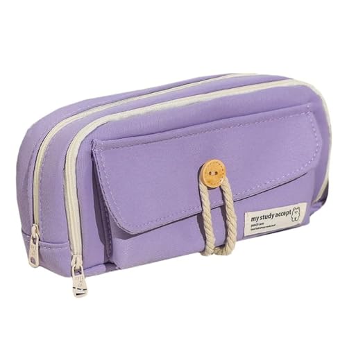 Federmäppchen für Schule Mäppchen Mädchen mit 3 Fächern Große Kapazität Federtasche Cute Pencil Case Aesthetic Stiftemäppchen für Schule Büro Mädchen Damen Student (Lila) von SUNAVY