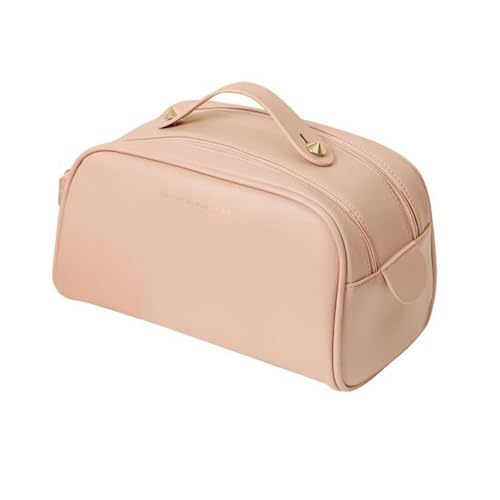 Reise Kosmetiktasche, PU Leder Reise Make Up Tasche mit Großer Kapazität Cosmetic Bag Portable Schminktasche Kosmetik Organizer Tasche für Damen (Rosa) von SUNAVY