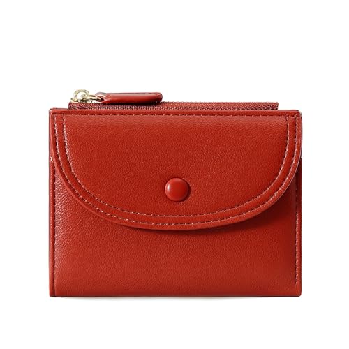 SUNAVY Portemonnaie Damen Klein Elegant Geldbörse Damen Klein Leder Geldbeutel mit Zipper Münzfach Brieftasche Portmonee Damen Viele Fächer Multifunktion Geldtasche Teenager Mädchen (Rot) von SUNAVY