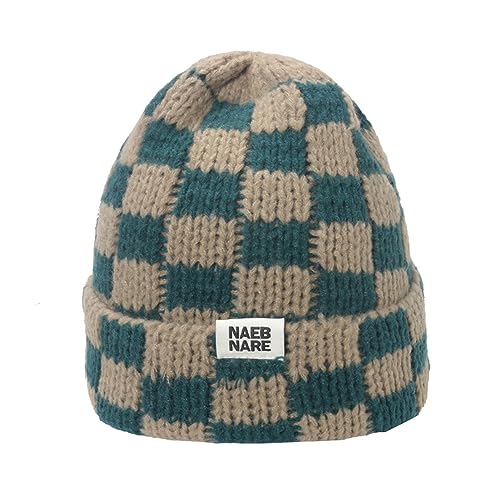 Unisex Mütze Damen Herren Beanie Warm Wintermütze Karierte Mütze Winter Strickmütze Thermo Strickmütze Laufmützen Wintermütze Weich Slouch Kint Hat Cap Für Herren Damen (Acryl, Grün) von SUNAVY