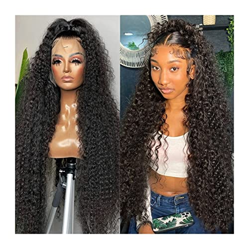 Deep Wave Lace Wig Glueless 360 Lace Front Perücken Long Wave Curly 13x4 Echthaar Lace Frontal Perücken Brasilianisches Remy Haar Curly 4x4 Lace Perücken for Frauen (Color : 360 Lace Wig, Size : 28i von SUNESA