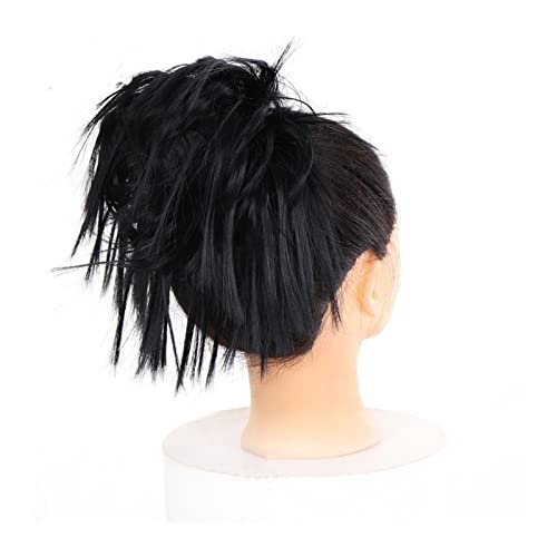 Haarteile Haarknoten Messy Bun Haarteil Haarverlängerung mit elastischem Band Tousled Updo Wavy Bun Extensions Synthetische Haarverlängerungen Chignons Haarteil for Frauen Brötchen Haare (Color : 002 von SUNESA