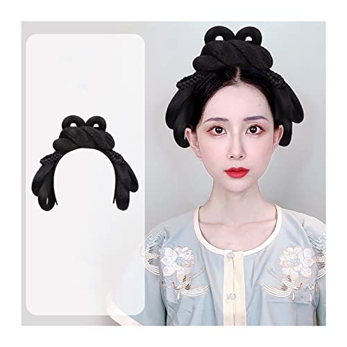 Haarteile Haarknoten Synthetische chinesische alte Haarknotenperücke Hanfu-Kopfbedeckung Eleganter alter Kopfschmuck Fotografie Tanzzubehör Perücken Schwarz for Frauen Brötchen Haare (Color : 003) von SUNESA