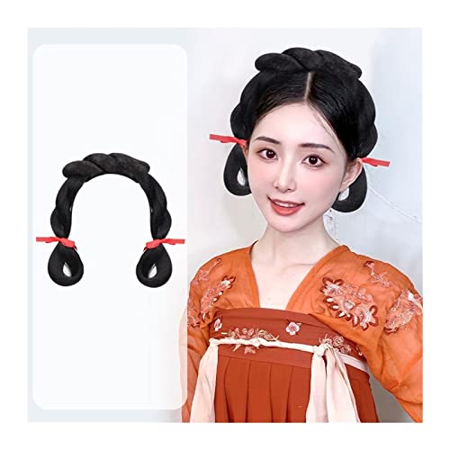 Haarteile Haarknoten Synthetische chinesische alte Haarknotenperücke Hanfu-Kopfbedeckung Eleganter alter Kopfschmuck Fotografie Tanzzubehör Perücken Schwarz for Frauen Brötchen Haare (Color : 008) von SUNESA